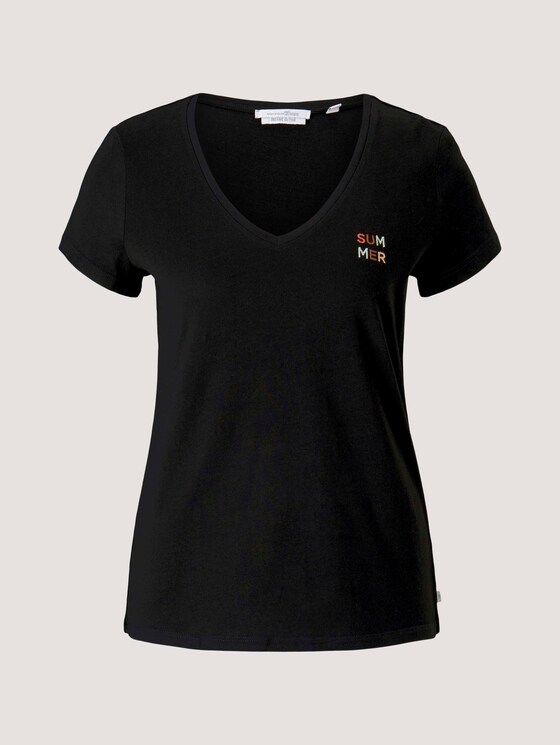 Geborduurd T-shirt met biologische katoen - Vrouwen - deep black Geborduurd T-shirt met biologische katoen - Vrouwen - deep black - 7 - TOM TAILOR Denim