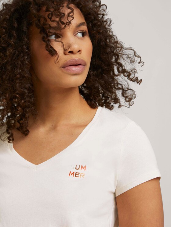 Besticktes T-Shirt mit Bio-Baumwolle - Frauen - soft creme beige Besticktes T-Shirt mit Bio-Baumwolle - Frauen - soft creme beige - 9 - TOM TAILOR Denim