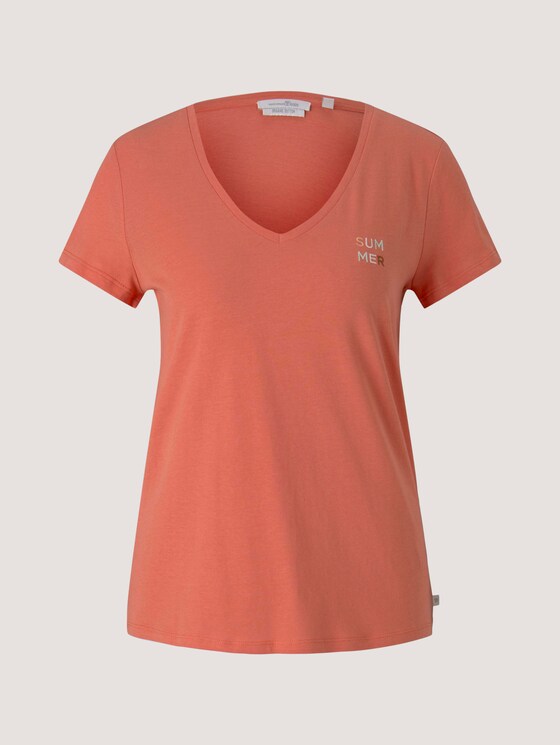 Besticktes T-Shirt mit Bio-Baumwolle - Frauen - sundown coral Besticktes T-Shirt mit Bio-Baumwolle - Frauen - sundown coral - 7 - TOM TAILOR Denim