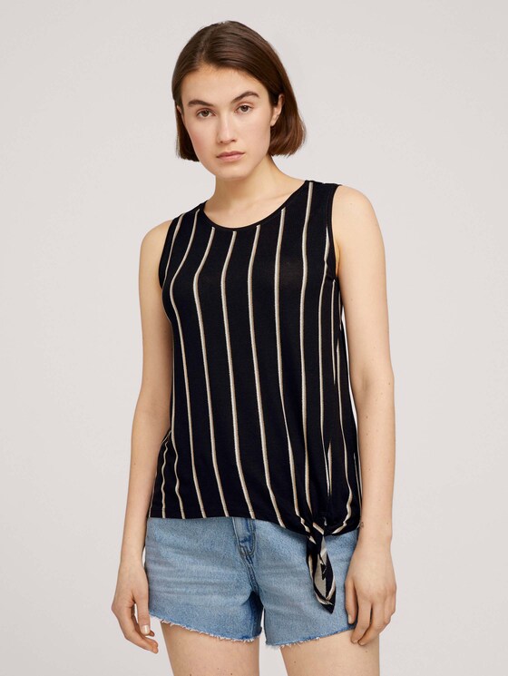 Top with knotted details - Women - black beige vertical stripe Top with knotted details - Women - black beige vertical stripe - 1 - TOM TAILOR Denim