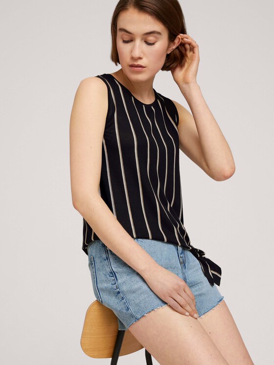 Top with knotted details - Women - black beige vertical stripe Top with knotted details - Women - black beige vertical stripe - 5 - TOM TAILOR Denim