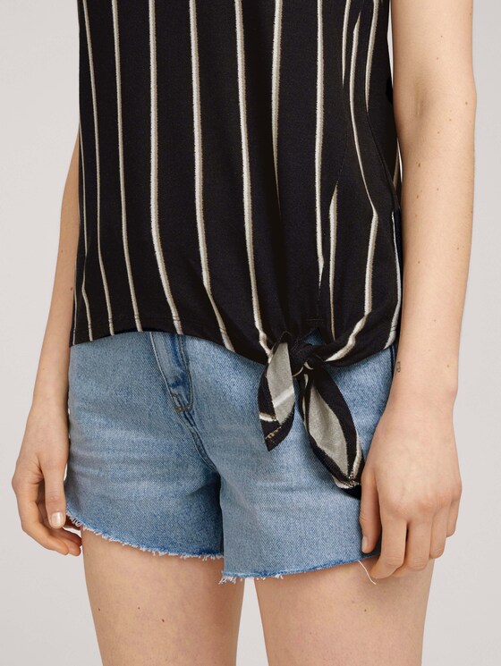 Top with knotted details - Women - black beige vertical stripe Top with knotted details - Women - black beige vertical stripe - 9 - TOM TAILOR Denim