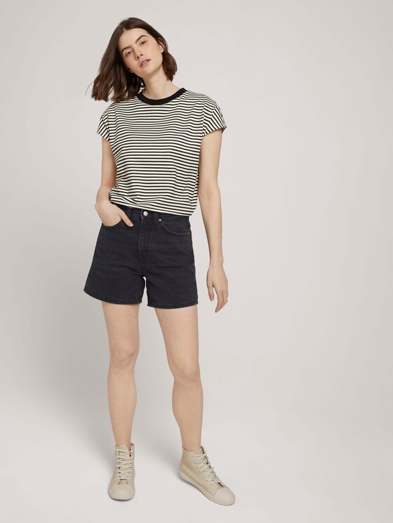 T-Shirt mit Stehkragen - Frauen - cream black stripe T-Shirt mit Stehkragen - Frauen - cream black stripe - 3 - TOM TAILOR Denim