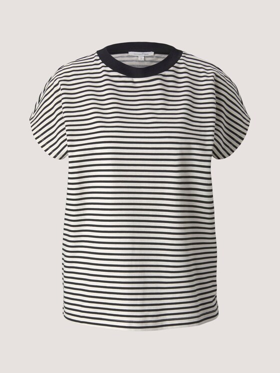 T-Shirt mit Stehkragen - Frauen - cream black stripe T-Shirt mit Stehkragen - Frauen - cream black stripe - 7 - TOM TAILOR Denim