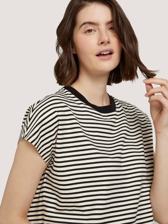 T-Shirt mit Stehkragen - Frauen - cream black stripe T-Shirt mit Stehkragen - Frauen - cream black stripe - 9 - TOM TAILOR Denim
