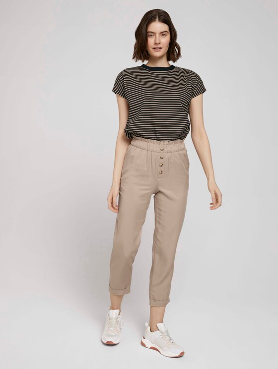 T-Shirt mit Stehkragen - Frauen - black beige stripe T-Shirt mit Stehkragen - Frauen - black beige stripe - 3 - TOM TAILOR Denim
