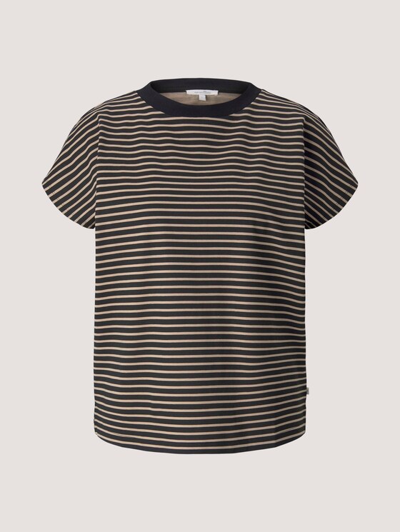 T-Shirt mit Stehkragen - Frauen - black beige stripe T-Shirt mit Stehkragen - Frauen - black beige stripe - 7 - TOM TAILOR Denim