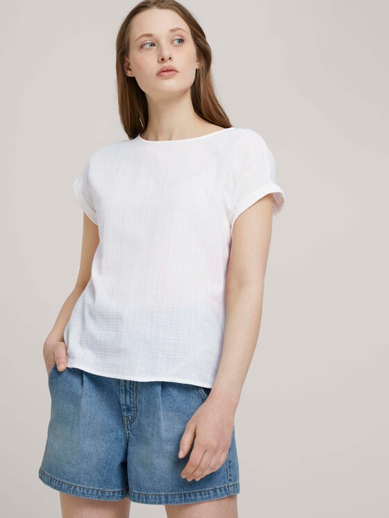 T-shirt with cuffs - Women - Gardenia White T-shirt with cuffs - Women - Gardenia White - 5 - TOM TAILOR Denim