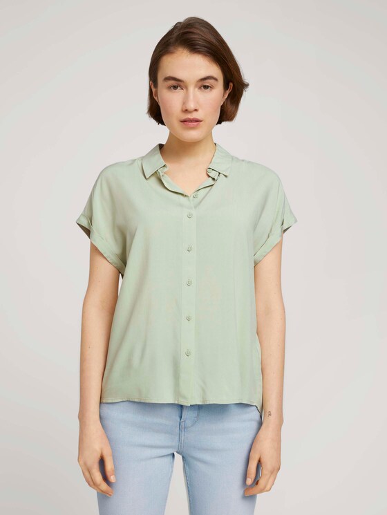 Kurzarmbluse mit LENZING™ ECOVERO™ - Frauen - light dusty green Kurzarmbluse mit LENZING™ ECOVERO™ - Frauen - light dusty green - 1 - TOM TAILOR Denim