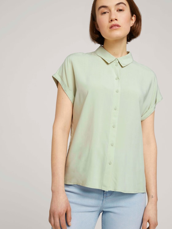 Kurzarmbluse mit LENZING™ ECOVERO™ - Frauen - light dusty green Kurzarmbluse mit LENZING™ ECOVERO™ - Frauen - light dusty green - 5 - TOM TAILOR Denim