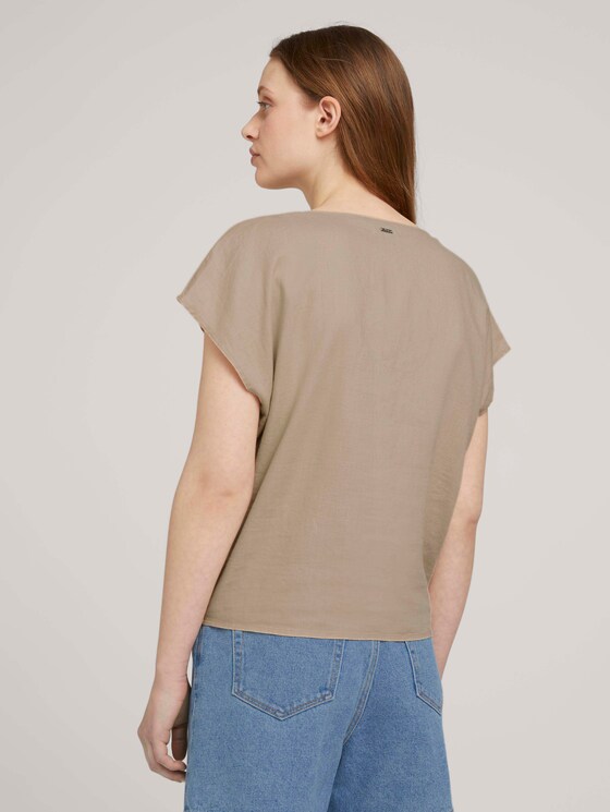 Kurzarmbluse mit Leinen - Frauen - dune beige Kurzarmbluse mit Leinen - Frauen - dune beige - 2 - TOM TAILOR Denim