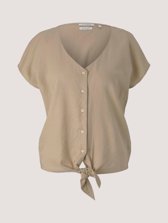 Kurzarmbluse mit Leinen - Frauen - dune beige Kurzarmbluse mit Leinen - Frauen - dune beige - 7 - TOM TAILOR Denim