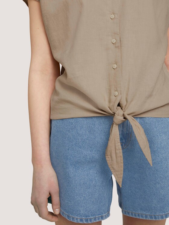Kurzarmbluse mit Leinen - Frauen - dune beige Kurzarmbluse mit Leinen - Frauen - dune beige - 9 - TOM TAILOR Denim