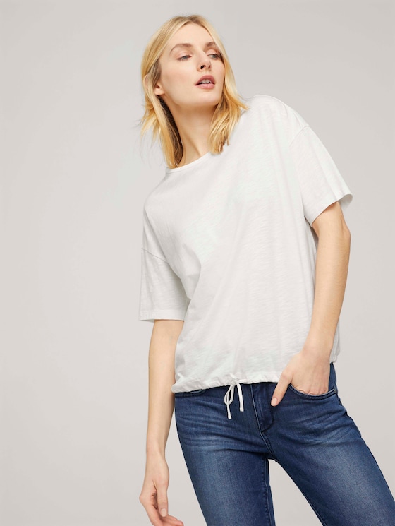 Modal T-Shirt mit Tunnelzug - Frauen - Whisper White Modal T-Shirt mit Tunnelzug - Frauen - Whisper White - 5 - TOM TAILOR