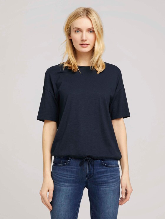Modal T-Shirt mit Tunnelzug - Frauen - Sky Captain Blue Modal T-Shirt mit Tunnelzug - Frauen - Sky Captain Blue - 1 - TOM TAILOR