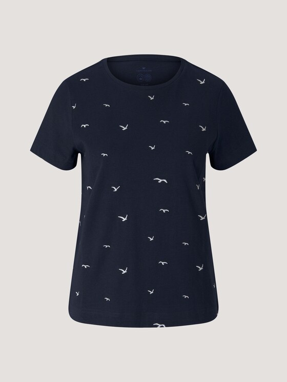 Besticktes T-Shirt mit Bio-Baumwolle - Frauen - navy birds embroidery Besticktes T-Shirt mit Bio-Baumwolle - Frauen - navy birds embroidery - 7 - TOM TAILOR