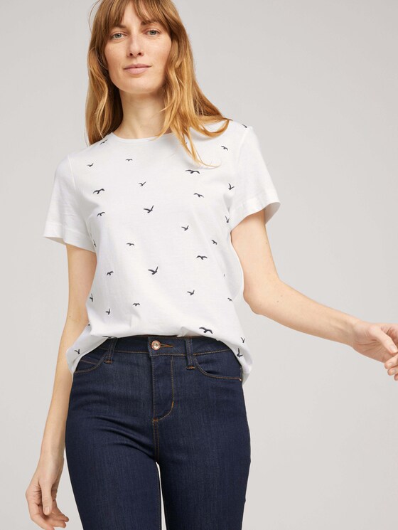 Besticktes T-Shirt mit Bio-Baumwolle - Frauen - offwhite birds embroidery Besticktes T-Shirt mit Bio-Baumwolle - Frauen - offwhite birds embroidery - 5 - TOM TAILOR
