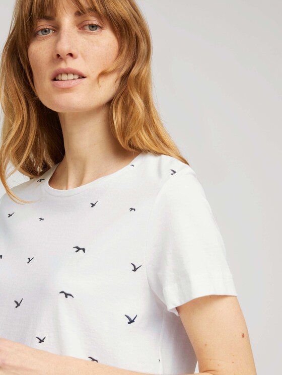 Besticktes T-Shirt mit Bio-Baumwolle - Frauen - offwhite birds embroidery Besticktes T-Shirt mit Bio-Baumwolle - Frauen - offwhite birds embroidery - 9 - TOM TAILOR