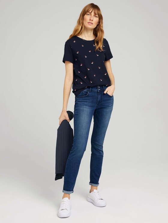 Besticktes T-Shirt mit Bio-Baumwolle - Frauen - navy boats embroidery Besticktes T-Shirt mit Bio-Baumwolle - Frauen - navy boats embroidery - 3 - TOM TAILOR