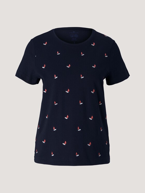 Besticktes T-Shirt mit Bio-Baumwolle - Frauen - navy boats embroidery Besticktes T-Shirt mit Bio-Baumwolle - Frauen - navy boats embroidery - 7 - TOM TAILOR