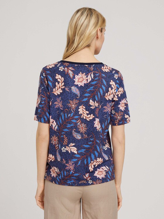 Kurzarm Sweatshirt mit Muster - Frauen - navy floral design Kurzarm Sweatshirt mit Muster - Frauen - navy floral design - 1 - TOM TAILOR