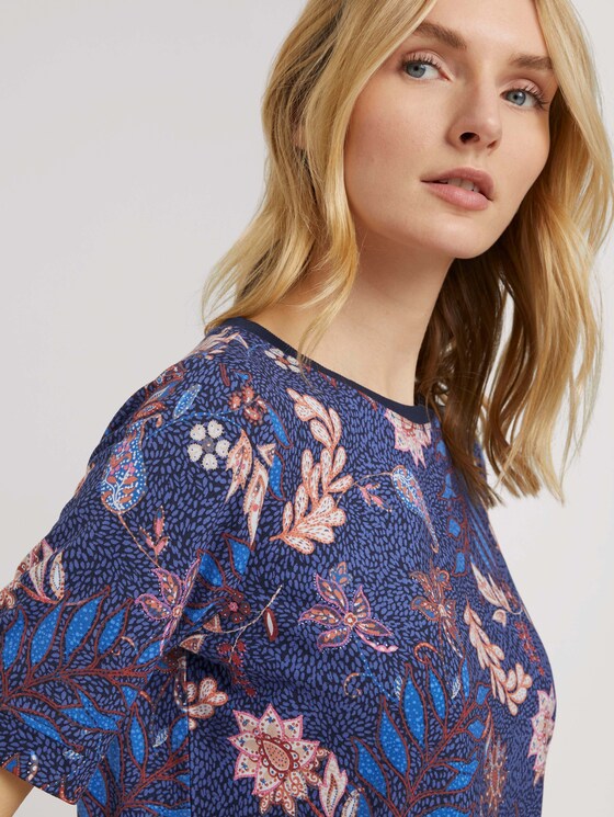 Kurzarm Sweatshirt mit Muster - Frauen - navy floral design Kurzarm Sweatshirt mit Muster - Frauen - navy floral design - 10 - TOM TAILOR