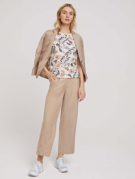 Kurzarm Sweatshirt mit Muster - Frauen - white floral design Kurzarm Sweatshirt mit Muster - Frauen - white floral design - 3 - TOM TAILOR
