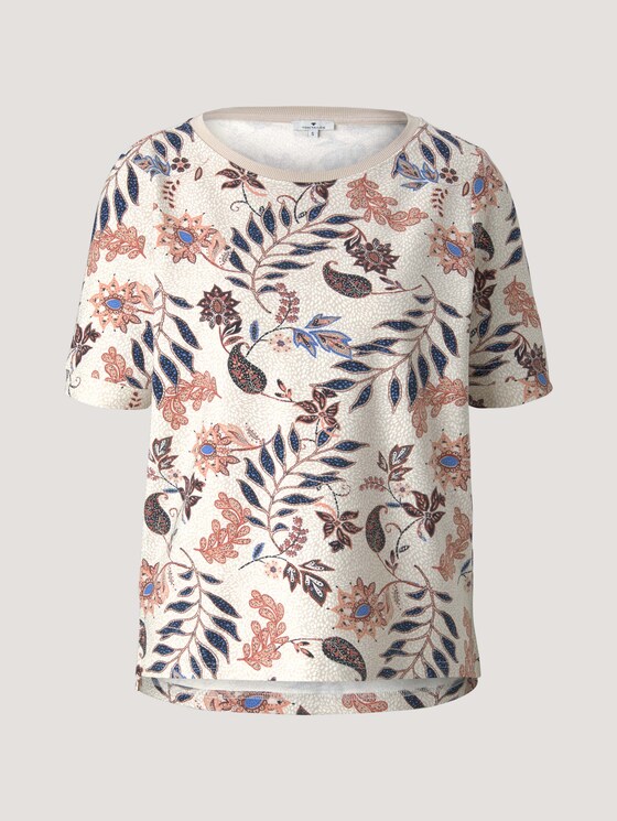 Kurzarm Sweatshirt mit Muster - Frauen - white floral design Kurzarm Sweatshirt mit Muster - Frauen - white floral design - 7 - TOM TAILOR