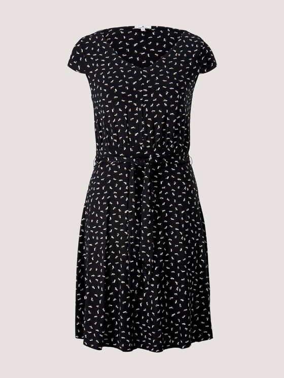 Gemustertes Jerseykleid mit Bindegürtel - Frauen - black geometrical design Gemustertes Jerseykleid mit Bindegürtel - Frauen - black geometrical design - 7 - TOM TAILOR