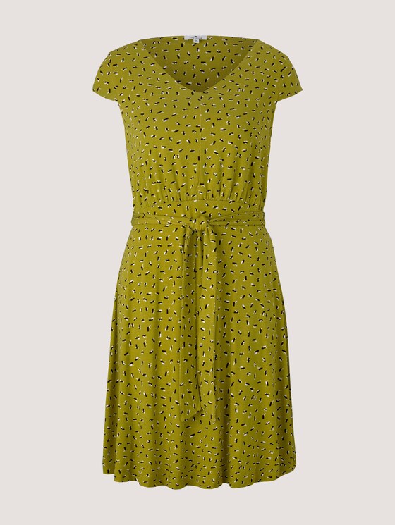 Gemustertes Jerseykleid mit Bindegürtel - Frauen - bright summer green Gemustertes Jerseykleid mit Bindegürtel - Frauen - bright summer green - 7 - TOM TAILOR