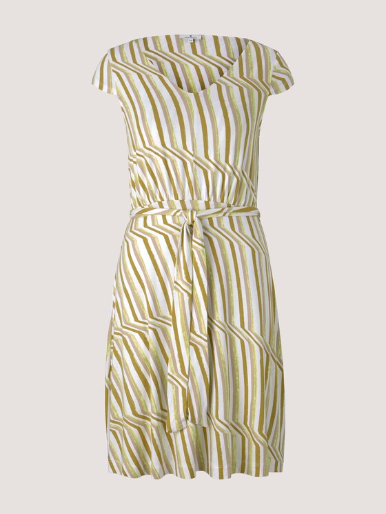 Gemustertes Jerseykleid mit Bindegürtel - Frauen - green watercolor stripe Gemustertes Jerseykleid mit Bindegürtel - Frauen - green watercolor stripe - 7 - TOM TAILOR