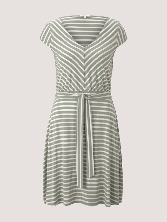 Gemustertes Jerseykleid mit Bindegürtel - Frauen - green-stripe Gemustertes Jerseykleid mit Bindegürtel - Frauen - green-stripe - 7 - TOM TAILOR