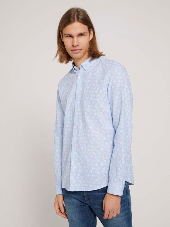 Leinen Hemd - Männer - blue small flowers print Leinen Hemd - Männer - blue small flowers print - 1 - TOM TAILOR Denim
