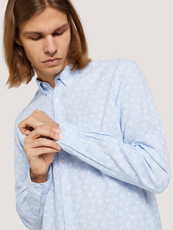 Leinen Hemd - Männer - blue small flowers print Leinen Hemd - Männer - blue small flowers print - 9 - TOM TAILOR Denim