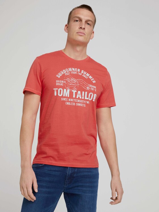 Print T-Shirt - Männer - Plain Red Print T-Shirt - Männer - Plain Red - 5 - TOM TAILOR
