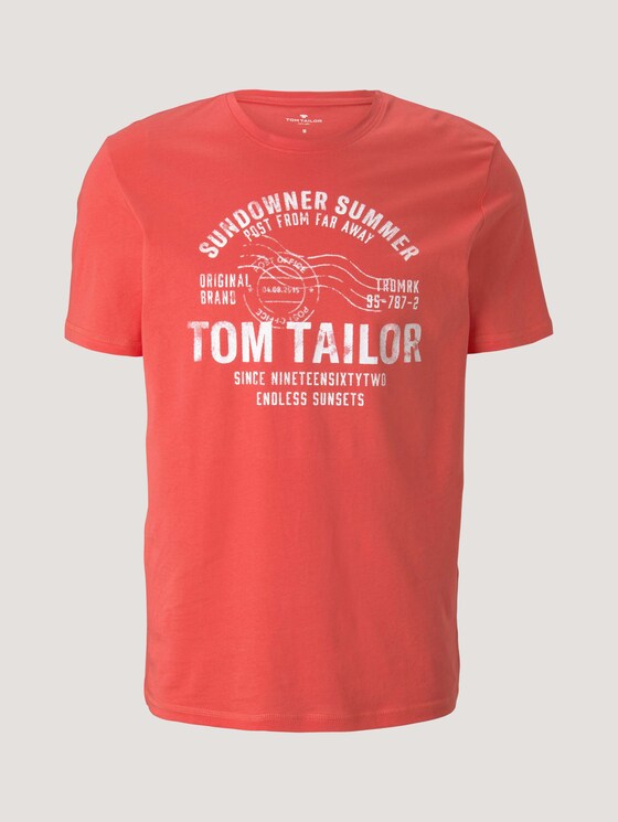 Print T-Shirt - Männer - Plain Red Print T-Shirt - Männer - Plain Red - 7 - TOM TAILOR