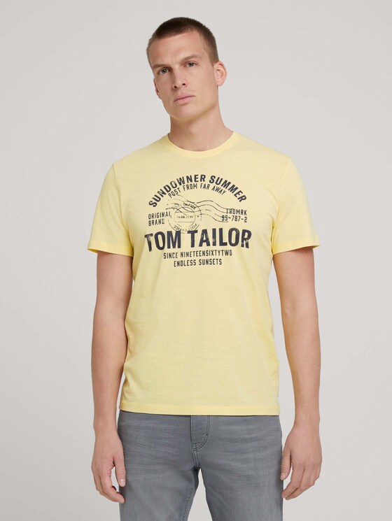 Print T-Shirt - Männer - pale straw yellow Print T-Shirt - Männer - pale straw yellow - 1 - TOM TAILOR