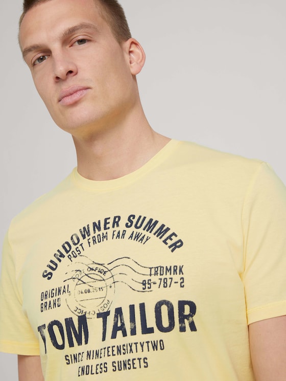 Print T-Shirt - Männer - pale straw yellow Print T-Shirt - Männer - pale straw yellow - 9 - TOM TAILOR