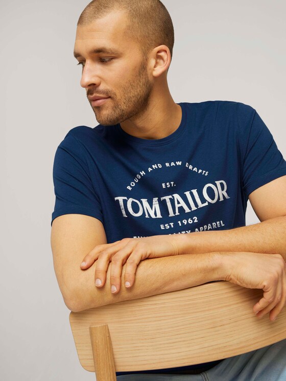 T-shirt met logo print en biologisch katoen - Mannen - after dark blue T-shirt met logo print en biologisch katoen - Mannen - after dark blue - 9 - TOM TAILOR