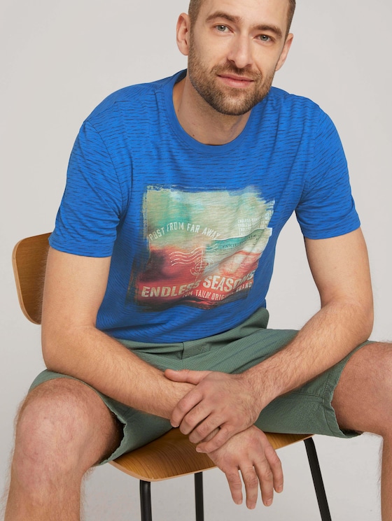 Gestreiftes T-Shirt mit Print - Männer - victory blue printed stripe Gestreiftes T-Shirt mit Print - Männer - victory blue printed stripe - 5 - TOM TAILOR