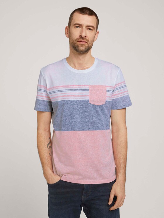 T-Shirt mit Streifenmuster - Männer - Plain Red T-Shirt mit Streifenmuster - Männer - Plain Red - 1 - TOM TAILOR