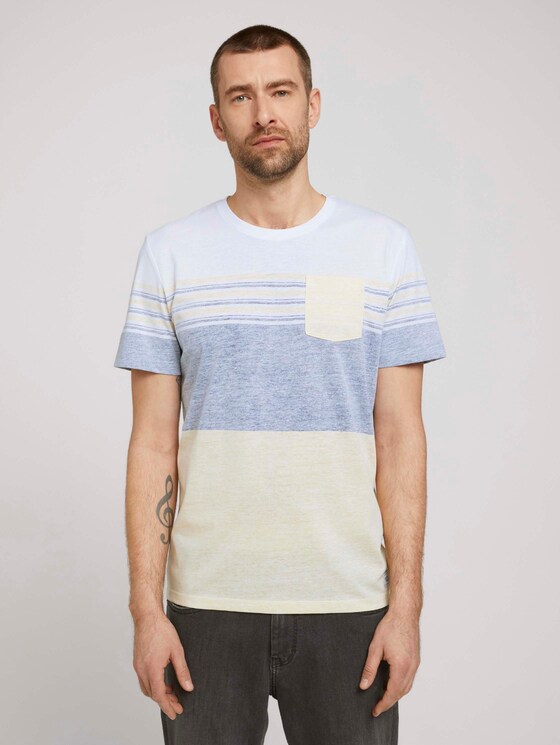 T-Shirt mit Streifenmuster - Männer - pale straw yellow T-Shirt mit Streifenmuster - Männer - pale straw yellow - 1 - TOM TAILOR