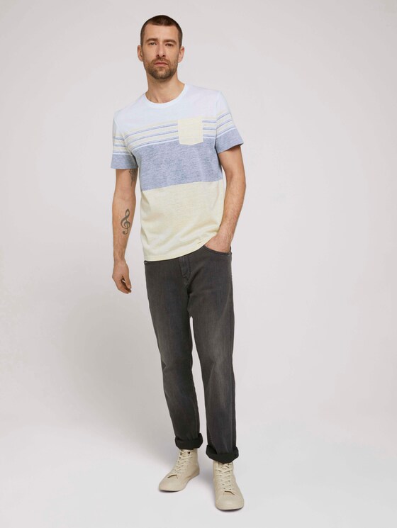 T-Shirt mit Streifenmuster - Männer - pale straw yellow T-Shirt mit Streifenmuster - Männer - pale straw yellow - 3 - TOM TAILOR