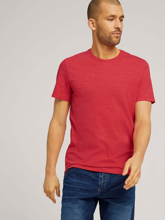 T-shirt in melange look - Mannen - plain red nep inject melange T-shirt in melange look - Mannen - plain red nep inject melange - 5 - TOM TAILOR