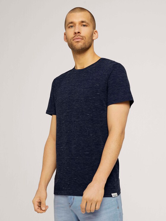 T-Shirt in Melange Optik - Männer - sailor blue nep inject melange T-Shirt in Melange Optik - Männer - sailor blue nep inject melange - 1 - TOM TAILOR