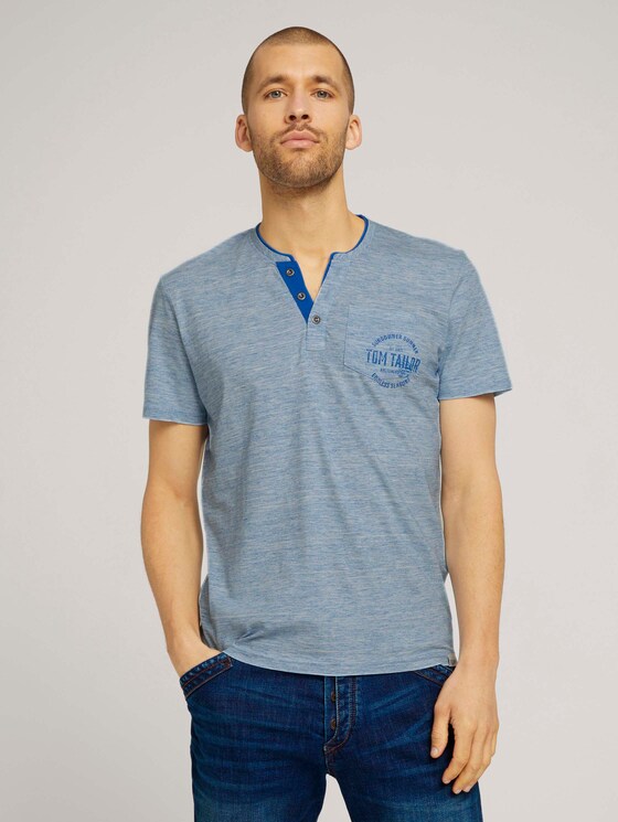 Henley T-shirt in melange look - Mannen - offwhite nep inject melange Henley T-shirt in melange look - Mannen - offwhite nep inject melange - 1 - TOM TAILOR