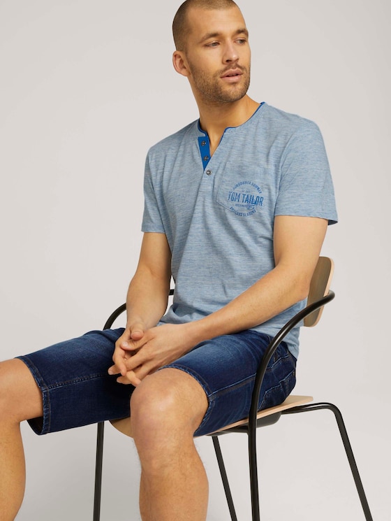 Henley T-shirt in melange look - Mannen - offwhite nep inject melange Henley T-shirt in melange look - Mannen - offwhite nep inject melange - 5 - TOM TAILOR