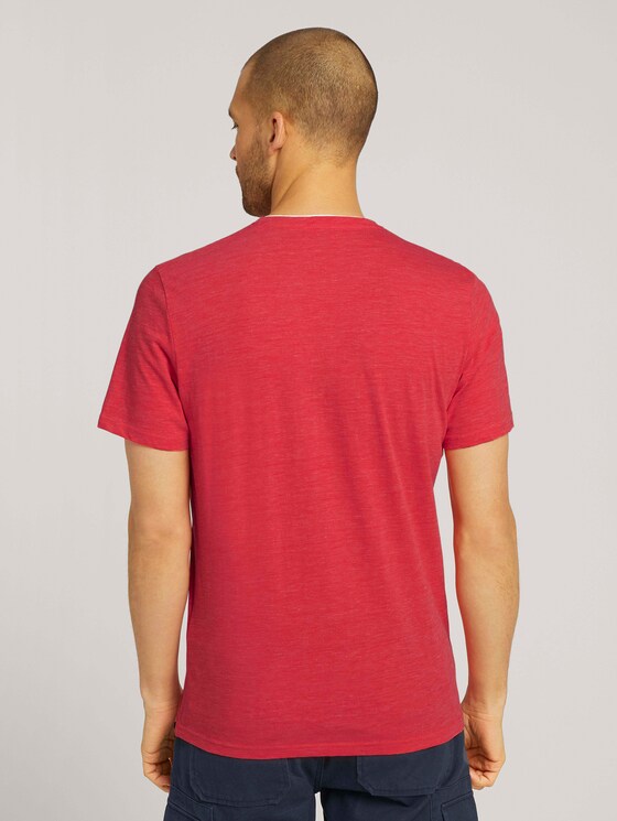 T-Shirt mit Streifenstruktur - Männer - plain red nep inject melange T-Shirt mit Streifenstruktur - Männer - plain red nep inject melange - 2 - TOM TAILOR
