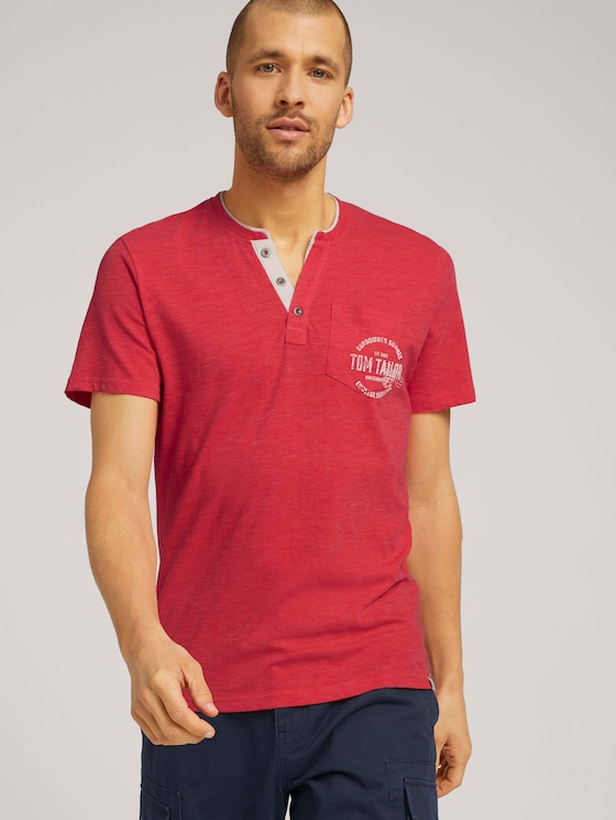 T-Shirt mit Streifenstruktur - Männer - plain red nep inject melange T-Shirt mit Streifenstruktur - Männer - plain red nep inject melange - 5 - TOM TAILOR