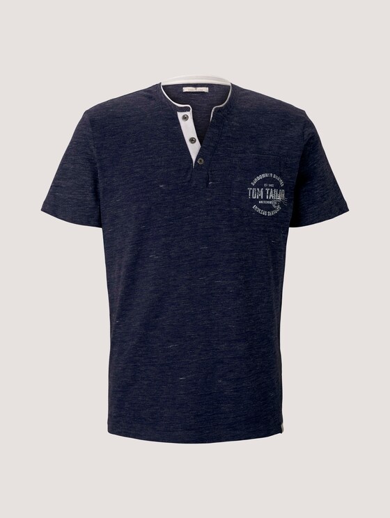 T-Shirt mit Streifenstruktur - Männer - sailor blue nep inject melange T-Shirt mit Streifenstruktur - Männer - sailor blue nep inject melange - 7 - TOM TAILOR